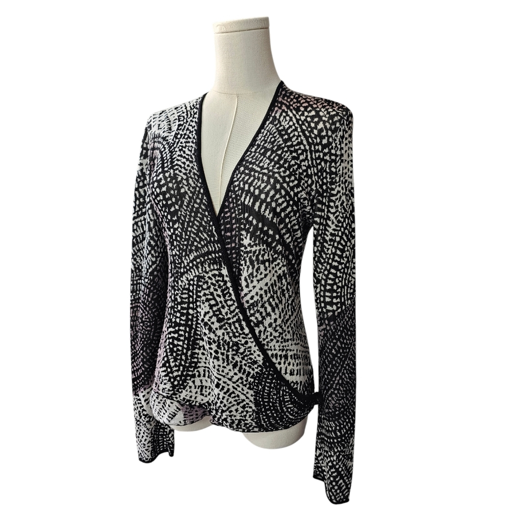 Nie And Zoe - Black/White/French Lilac Wrap Sweater Top